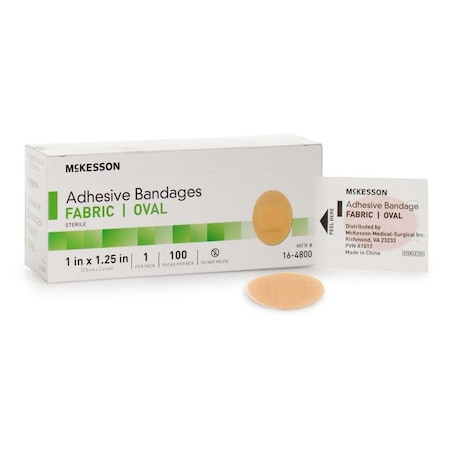 Mckesson Oval Tan Adhesive Strip, 1 x 1-1/4 Inch, 100PK 16-4800